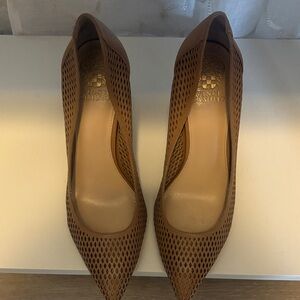 Vince Camuto Tan Mesh Heels